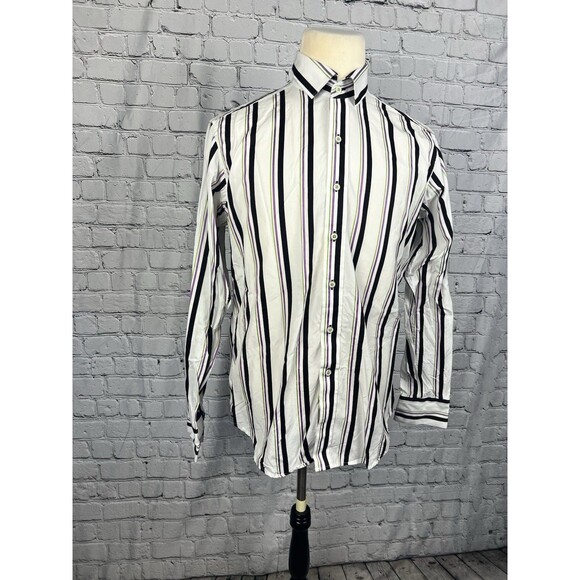 Robert Graham Men’s SZ Medium Long Sleeve Button Front Shirt Multicolor Striped - Picture 4 of 14